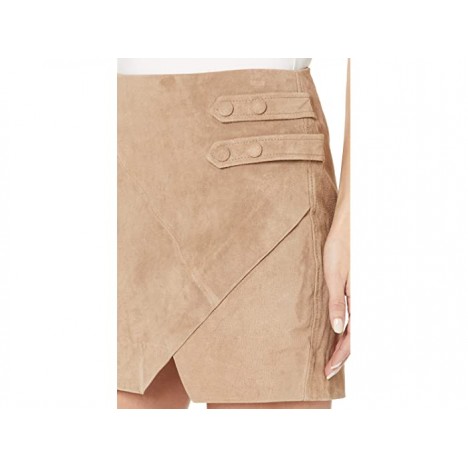 Blank NYC Real Suede A-Line Skirt with Snap Tab Detail in Macchiato