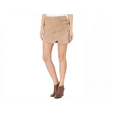 Blank NYC Real Suede A-Line Skirt with Snap Tab Detail in Macchiato