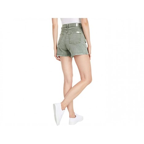 7 For All Mankind High-Waist Shorts with Fray Hem in Mineral Olive