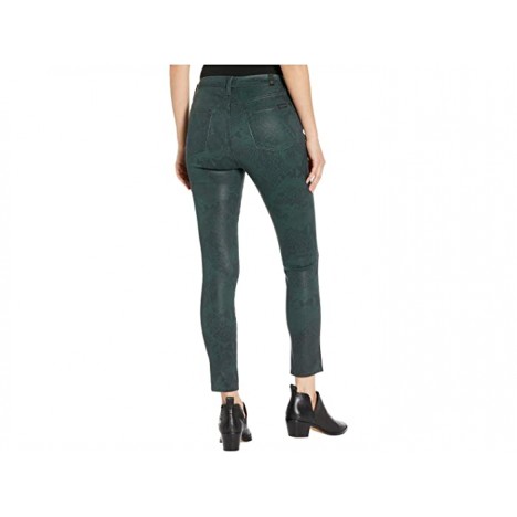 7 For All Mankind High-Waist Ankle Skinny in Coated Green Python