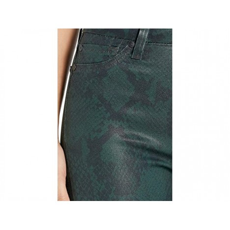 7 For All Mankind High-Waist Ankle Skinny in Coated Green Python