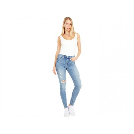 Blank NYC Denim Blue Five-Pocket High-Rise Skinny Jeans with Slight Destruction in You're Welcome