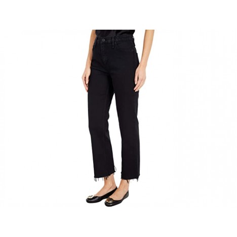 Hudson Jeans Remi High-Rise Straight Cropped in Worn Black