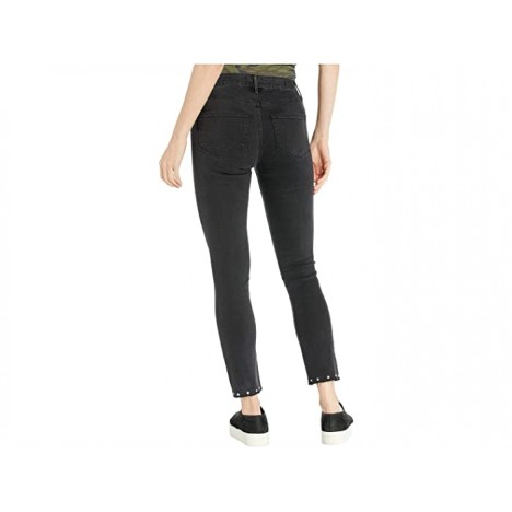 Paige Hoxton Ankle Skinny Jeans w Seaming and Front Slit Raw Hem in Evening Black
