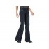 Rock and Roll Cowgirl Mid-Rise Trousers with Button Detail At Side Hem in Dark Vintage W8M6097