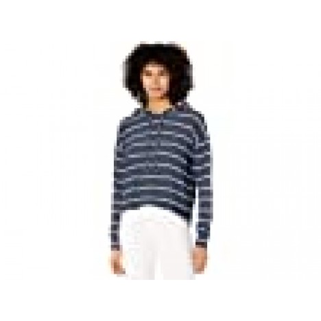 Chaser Beach Stripes Cozy Knit High-Low Cropped Hoodie