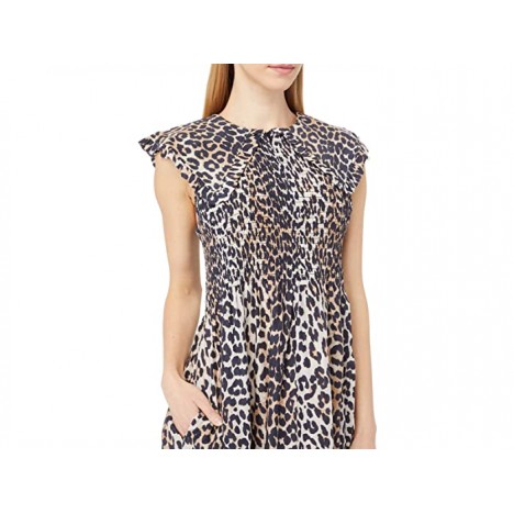 GANNI Cotton Silk Leopard Collar Dress