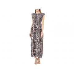 GANNI Cotton Silk Leopard Collar Dress