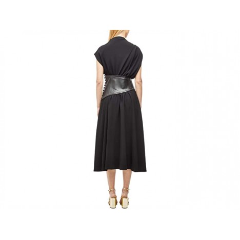 Proenza Schouler Crepe Asymmetrical Dress with Leather Waistband