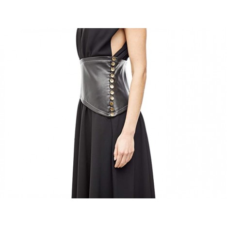 Proenza Schouler Crepe Asymmetrical Dress with Leather Waistband