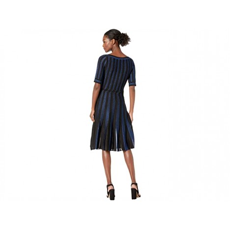 Zac Posen Contrast Cross Cable Knit Fit-and-Flare Dress