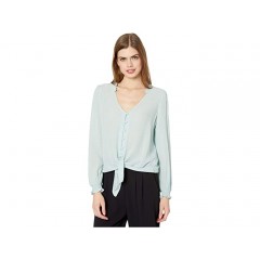 1.STATE Long Sleeve Crinkle Dobby Button-Down Tie Front Blouse