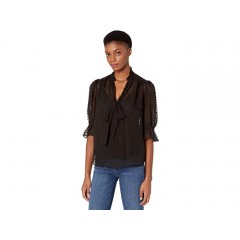 7 For All Mankind Tie Neck Puff Flutter Sleeve Blouse