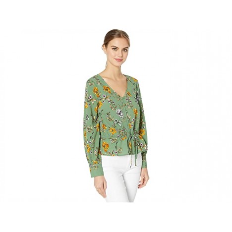 Cupcakes and Cashmere Kalia Autumn Wildflowers Soft Satin Button Front Blouse