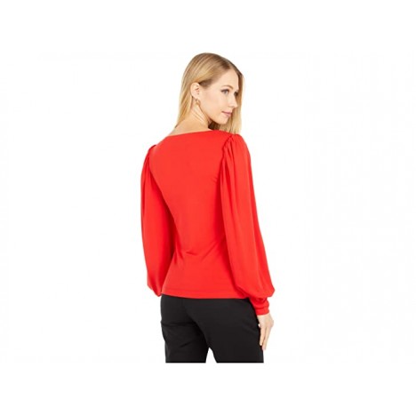 Nicole Miller Stretchy Matte Jersey Square Neck Blouse