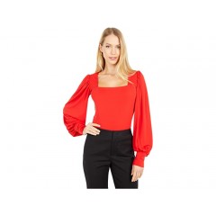 Nicole Miller Stretchy Matte Jersey Square Neck Blouse