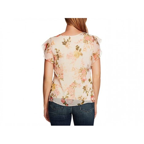 Vince Camuto Flutter Sleeve Beautiful Blooms Yoryu Blouse