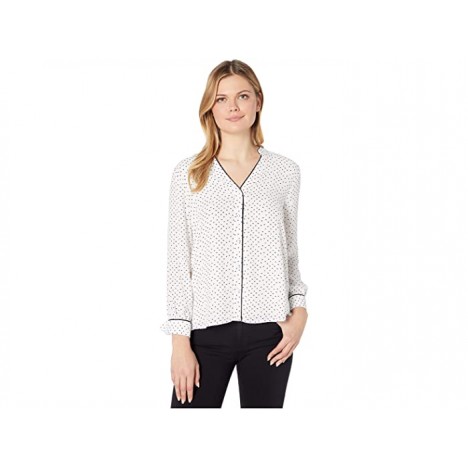 Vince Camuto Long Sleeve Ditsy Fragments Button-Down Blouse