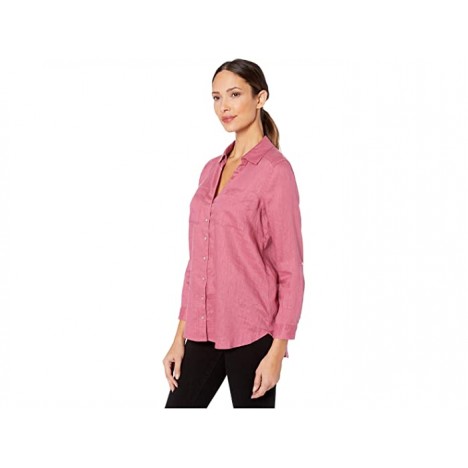 Vince Camuto Long Sleeve Roll Tab Two-Pocket Button-Down Linen Blouse