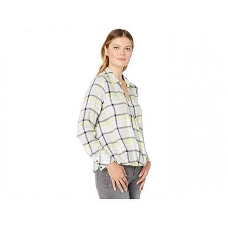 Vince Camuto Plaid Highlight Collared Faux Wrap Blouse