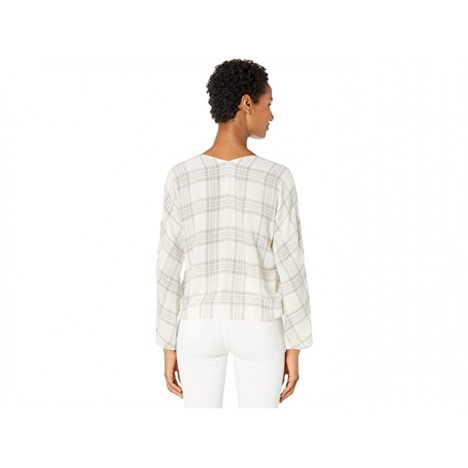 Vince Textured Plaid Crossover Blouse