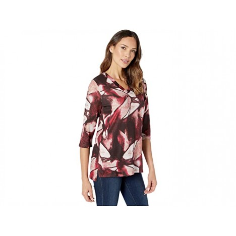 FDJ French Dressing Jeans Abstract Print V-Neck 3 4 Sleeve Top