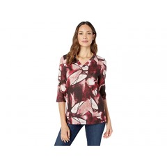 FDJ French Dressing Jeans Abstract Print V-Neck 3 4 Sleeve Top