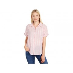 Dylan by True Grit Clean & Crisp Stripes Roll Sleeve Button-Up Shirt